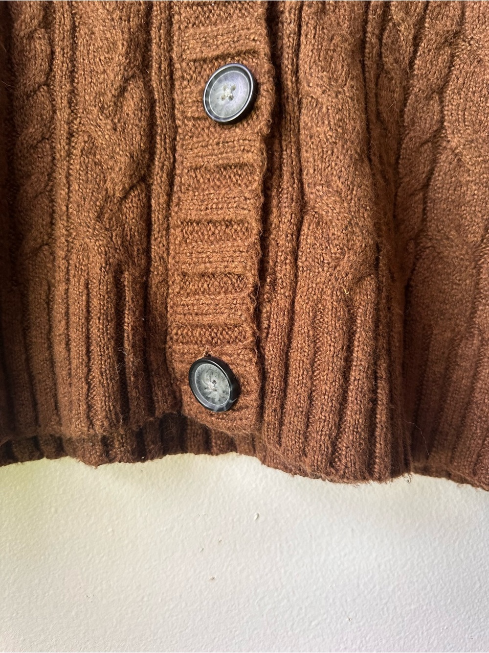 American Eagle Outfitters Brown Cable Knit V-Neck Button Cardigan - Picture 9 of 10
